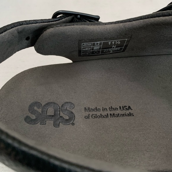 SAS Black Leather Relaxed Heel Strap Sandals Woman’s 11.5N(Narrow) - Picture 5 of 13